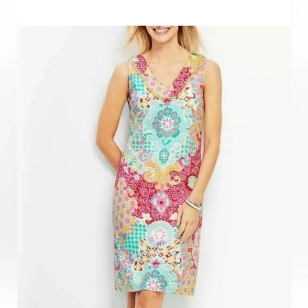 Talbots Medallion Interlock Shift Dress Extra Small - Picture 3 of 13